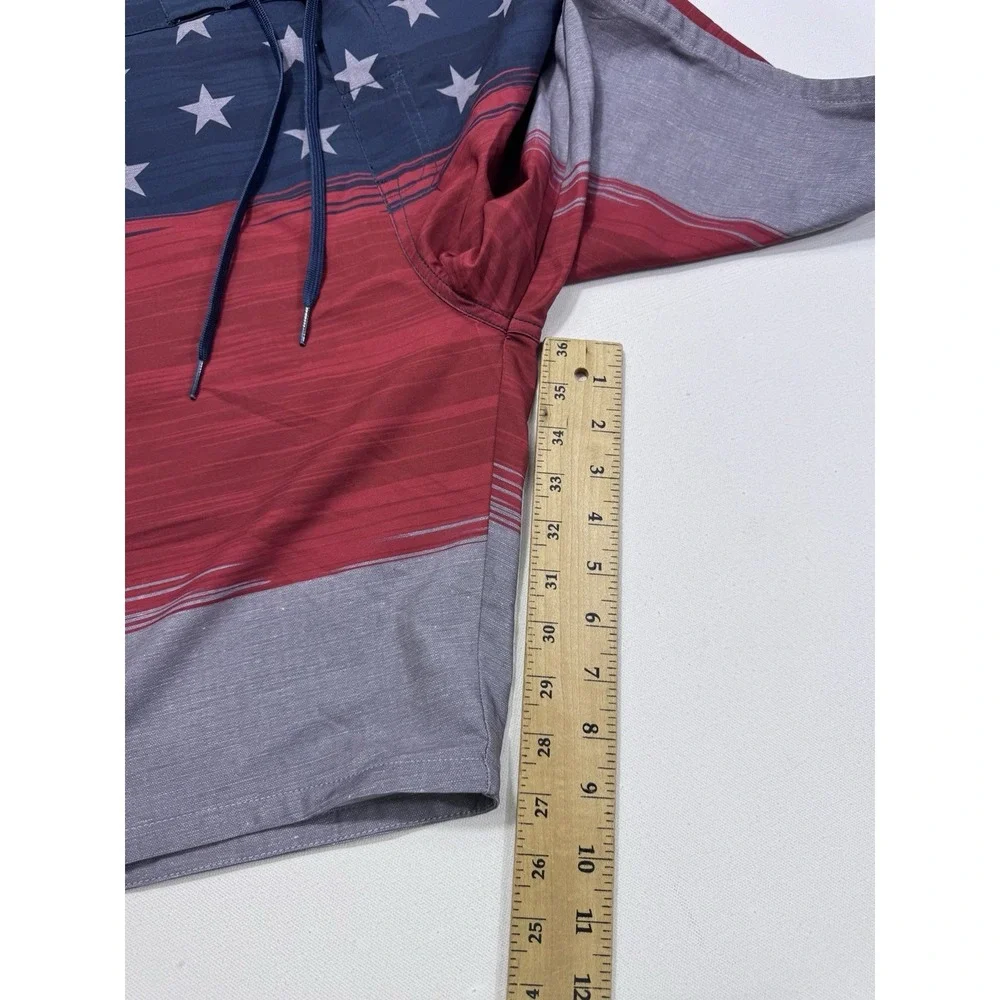 Travis Mathew Board Shorts Men's 36x9 USA Flag Stars Drawstring Beach Surf